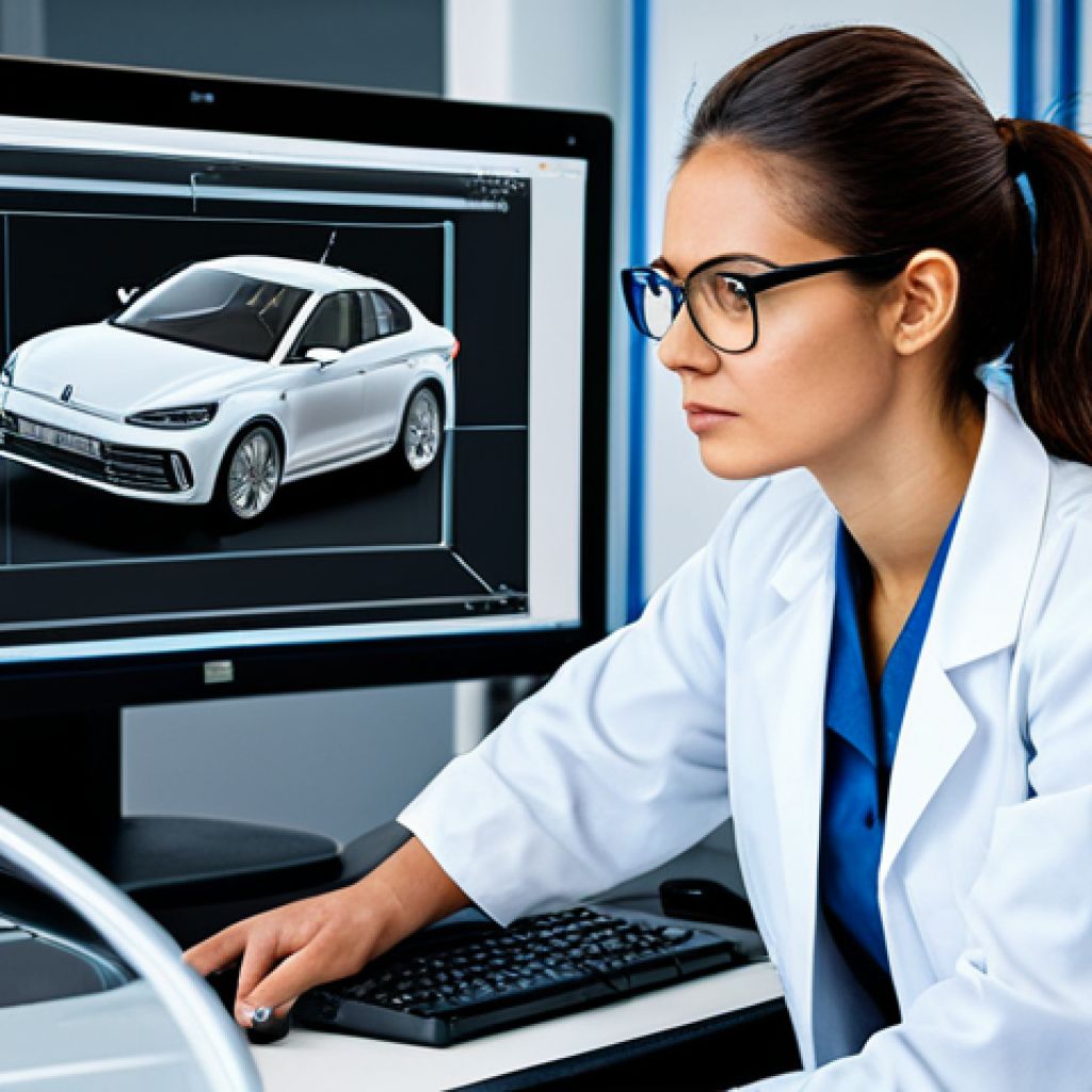 기계공학 컴퓨터수치해석 - **

"A female engineer in a professional setting, wearing a lab coat and safety glasses, analyzing a...