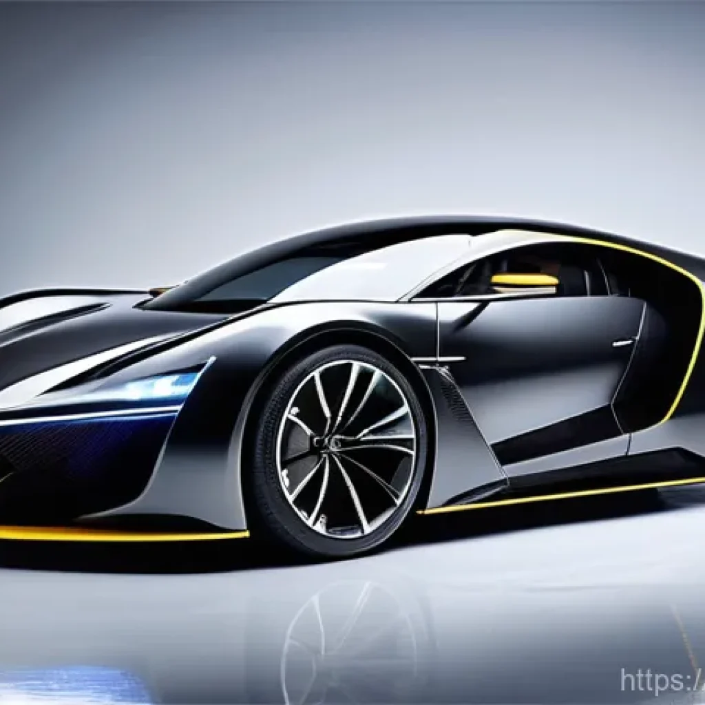 기계공학 복합재료 - A sleek, futuristic sports car, designed with an emphasis on lightweight and high-strength composite...
